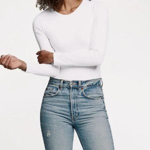 Long Sleeve Crewneck Bodysuit | White